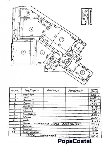 Piata Lahovari, Pitar Mos 3 camere etaj 4, 2 bai, 2 balcone, centrala proprie